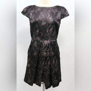 Alice & Olivia A-Line Dress Womens 4 NEW Trudy Metallic Floral Grey Purple $396